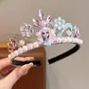 Nueva Tiara de Corona de Princesa Dibujos Animados Infantiles Diadema de Cristal Diadema para Niñas Regalo de Cumpleaños para Niñas Corona Atmosférica