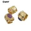 WT-R562 Estilo Corte Europeu Pedra Preciosa Multicolorida Ametista Banhado a Ouro 18k Anel de Inauguração para Banquete Feminino Joia