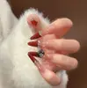 2026 Ano Novo Dança do Leão Arte de Unha Pura Feita à Mão Arte de Unha Olho de Gato Peças de Unha Adesivos de Unha Postiça Feitos à Mão Removíveis
