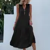 Europa y América Comercio Exterior Transfronterizo Verano Venta Caliente Vestido Casual Sencillo y Elegante de Mujer de Longitud Media de Color Sólido sin Mangas