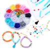 Juego de 12 cajas de flores de ciruelo transfronterizas con cuentas de letras y borlas, para pulsera, collar y joyería, hecho a mano, bolsa de material