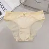 Puro Deseo Encaje Malla Bragas Triángulo Mujer Cintura Baja Sexy Hueco Colgante de Lazo Tentación Ropa Interior de Satén 6015