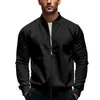 2025 Nova Jaqueta Masculina Outono Transfronteiriça Gola Alta Cor Sólida Esportiva Casual Zíper Manga Longa Top Casaco Masculino
