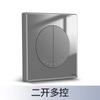 Panel de enchufe de interruptor gris tipo 86, interruptor de punto de pared de vidrio templado con espejo de control doble simple con luz LED para el hogar
