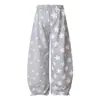 L99774 Estilo Retro Americano Unisex Moderno Gama Alta Vintage Diseño de Estampado Completo Pantalones de Chándal Sueltos para Hombre Curvados