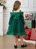 Nuevo Vestido Navideño para Niñas Transfronterizo Vestido Infantil con Lazo Vestido Verde de un Solo Hombro