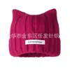 Gorro de Lana Tejido con Orejas de Gato Lindo para Mujer Otoño e Invierno Estilo Coreano Muestra Cara Pequeña Gorro Engrosado Cálido Protección para Orejas Gorro