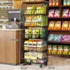 Prateleiras de Supermercado, Estantes de Armazenamento Multicamadas, Carrinhos com Cestas Inclinadas Móveis para Lanches, Prateleiras de Exposição de Alimentos e Bebidas para Lojas de Conveniência