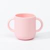 Taza de agua de silicona de grado alimenticio para niños, taza binaural para entrenamiento de suplementos alimenticios para bebés, taza para leche resistente a caídas y altas temperaturas.