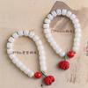 Raíz de Bodhi cuentas viejas cuentas de barril anillo único pulsera de raíz de Bodhi blanca para mujer pulsera de pareja año del elefante animal bermellón