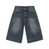 Nirben Denim Retro Americano Streetwear Jeans para Hombre Marca de Moda Pantalones Cropped Rectos Holgados Lavados de Longitud Media