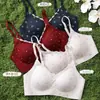 Estilo Coreano Floral Lazo Pecho Pequeño Recogido Sujetador Inalámbrico Push-up Recoge Flancos Hace que el Busto Parezca Más Grande Forma de Durazno Pecho Sujetador de Niña