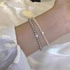 Pulseira Popular Tiqi de Prata Esterlina S925 com Pérola Sintética para Mulheres, Vintage, Simples, Elegante, Joia Cintilante de Zircônia Empilhável