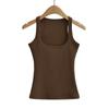 YPFF Trendy Feminino Pure Desire Gola Quadrada Cor Sólida Bottoming Colete Verão Novo Estilo Exterior Desgaste Slim Sem Mangas Top
