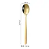 Acero inoxidable 304 estilo coreano cuchara cuchara de postre Tenedor café mango largo cuchara para mezclar vajilla occidental creativa se puede imprimir logo