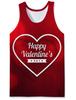 Camiseta para hombre con impresión digital 3D de pareja de San Valentín transfronteriza europea y americana con el texto "Amo a ti" en rojo.