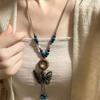 Collar Largo de Mariposa Retro Bohemio para Mujer Nuevo Estilo Étnico Chino Estilo Antiguo Medio Antiguo Lana Cadena Accesorios