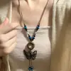 Collar Largo de Mariposa Retro Bohemio para Mujer Nuevo Estilo Étnico Chino Estilo Antiguo Medio Antiguo Lana Cadena Accesorios