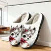 Pantuflas de Algodón con Estampado de Ciervo Navideño de Dibujos Animados de Comercio Exterior para Mujer, Pantuflas Cálidas de Interior para Otoño e Invierno, Pod Venta al por Mayor Transfronteriza