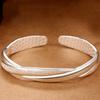 Nueva pulsera abierta artesanal esmerilada chapada en plata de ley 999, pulsera de amor entrelazada, joyería de plata japonesa y coreana para mujer al por mayor