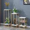 Estante de flores de hierro forjado de estilo nórdico, estante decorativo, estante para macetas carnosas laureadas verdes, estante para flores de almacenamiento multicapa para sala de estar en interiores.