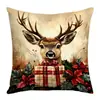 Nueva Funda de Cojín Estilo Navideño Papá Noel Impresión Digital Multiescenario Hogar Decoración Suave Cojín Festivo Funda de Cojín