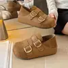 Sapatos Birkenstock Retro com Tira de Fivela Dupla Cobertura Total Novo Estilo Outono 2026 Sapatos Mocassins com Sola Grossa para Aumentar a Altura Uso Dupla Face Sapatos Individuais para Mulheres