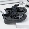 Zapatos de cuero para niña 2026, moño brillante, suela gruesa, suela blanda, versátiles, antideslizantes, estilo princesa, nuevos zapatos de moda de primavera y otoño
