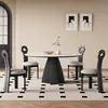 Mesa de Comedor Redonda Minimalista de Madera Maciza Estilo Italiano para Apartamentos Pequeños con Plato Giratorio, Mesa Redonda Moderna Simple de Pizarra Estilo Mid-Century para Uso Doméstico