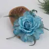 2025 Seis Hojas Cabeza de Flor Grande Sombrero de Flor Ropa de Flor Amazon Moda Europea y Americana Tela Brillante Pluma Flor Artificial 910