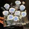 Espejo de flores eternas de cabello liso de fábrica, 9 rosas de jardín para novia, rosa de alta gama, regalo de San Valentín al por mayor