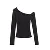 Camiseta ajustada de manga larga para mujer, nueva, de otoño e invierno, con efecto adelgazante, brillante y sexy.