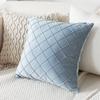 Cojín nórdico de felpa con diseño de flores azules para sofá, sala de estar, cama moderna, funda de almohada para coche, siesta, oficina
