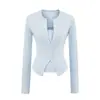 Conjunto de Cardigã Ligeiramente Transparente e Regata Estilo Desejo Puro, Estilo Primavera e Outono, Gola Redonda, Fechamento em Botões, Cardigã de Manga Longa, Regata Curta de Base para Mulheres