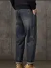 Calça jeans retrô para homens, nova tendência 2026 perna reta corte solto workwear casual americano calça comprida