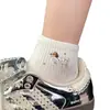 Calcetines Bordados de Perro Salchicha para Mujer, Calcetines Cortos Finos de Verano con Lunares, Calcetines de Algodón Puro Estilo Japonés Lindo de Dibujos Animados de Media Pantorrilla