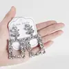 Pendientes de Joyería Europeos y Americanos de Personalidad Transfronteriza con Diamantes Completos Pendientes Creativos de Diamante Cuadrado Pendientes Exagerados de Boda Pendientes Grandes para Mujer