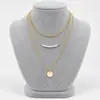 Joia transfronteiriça europeia e americana nova moda personalidade com mulheres simples pérola geométrica metal lantejoulas multicamadas colar