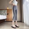 Pantalones Acampanados de Verano de Nuevo Estilo de Ocho Puntos Divididos Cielo Estrellado para Mujer, Cintura Alta, Adelgazantes, Delgados y Ajustados para Primavera y Verano