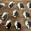 Botões de Camisa Feitos à Mão DIY Preto e Branco Vaca Gatinho Crianças Botões para Suéter Cardigã Roupas de Bebê BJD Acessórios Cartoon Feitos à Mão