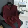 Suéter Feminino Vintage Estilo Old Money com Gola Henley em Tricô Trançado, Manga Longa, 26 Outono, Novo Modelo H082807