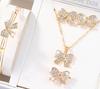 Conjunto de cuatro piezas de collar con forma de corazón con diseño creativo europeo y americano con nuevo diseño de mariposa de diamantes transfronterizos
