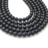 Pedra Natural Ágata Negra Fosca 4-12mm Contas Redondas Contas Soltas Semi-Acabadas Pulseira Colar DIY Acessórios de Joias Atacado