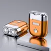 Nueva Afeitadora Eléctrica Magnética de Doble Cabezal Recargable Portátil para Hombre Mini Viaje Coche