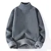 Suéter básico de otoño e invierno para hombre, estilo coreano, cuello semi-alto, color liso, versátil, cálido, con forro polar, grueso