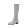 Combina con un abrigo, botas de caña alta ajustadas de gamuza, colección otoño/invierno 2026, tacón medio grueso, punta redonda, color nude, botines elásticos, botas largas para mujer, talla 41