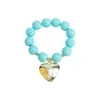 Estilo Exagerado Transfronterizo Europeo y Americano Colgante de Corazón Dorado Brillante Pulsera de Cuentas de Colores Contrastantes Collar de Cadena de Cuentas Acrílicas