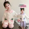 Pijama de Algodón para Niñas Primavera y Otoño Conjunto de Cárdigan de Manga Larga para Niños Aliento de Primavera Estilo Princesa para Bebé Ropa de Casa