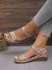 Sandalias de Plataforma Florales Estilo Nuevo 2026, Estilo Independiente de Moda, Zapatos para Mujer Tallas Grandes, Correa Mágica, Zapatos Ligeros para Mujer (desear)