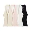 26050-26 Chaleco Básico de Verano con Cinta de Encaje y Punto Trenzado Capa Base Coreano Ajustado Cuello en V